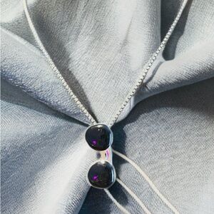 Elegant Silver Necklace with Black Pendant